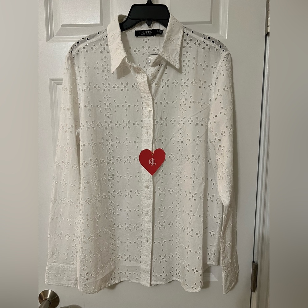 NWT Ralph Lauren XL eyelet, button down